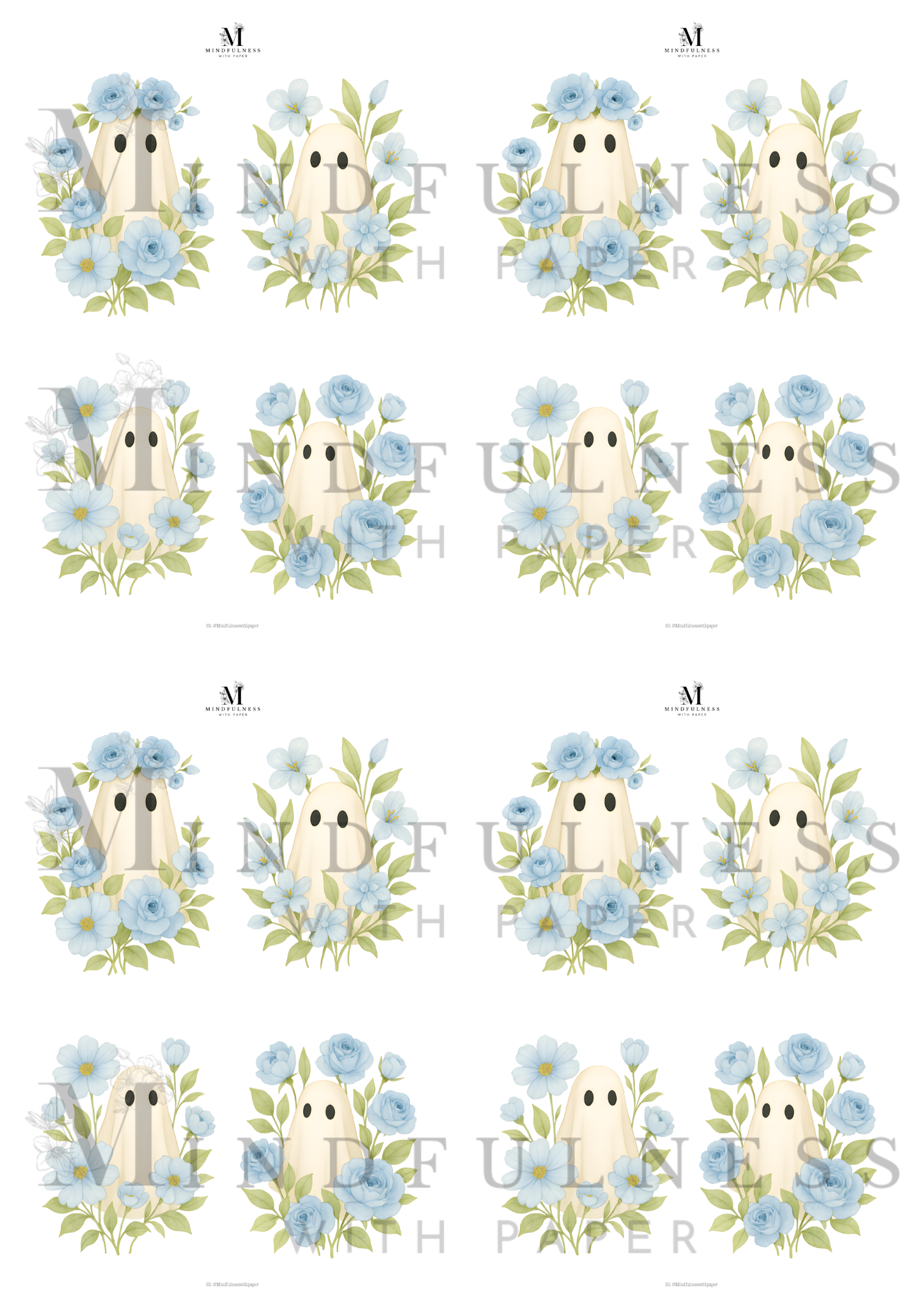 💙 Digitalt produkt – Spøkelser med blå blomster (Blue Blossom Ghosts Collection)