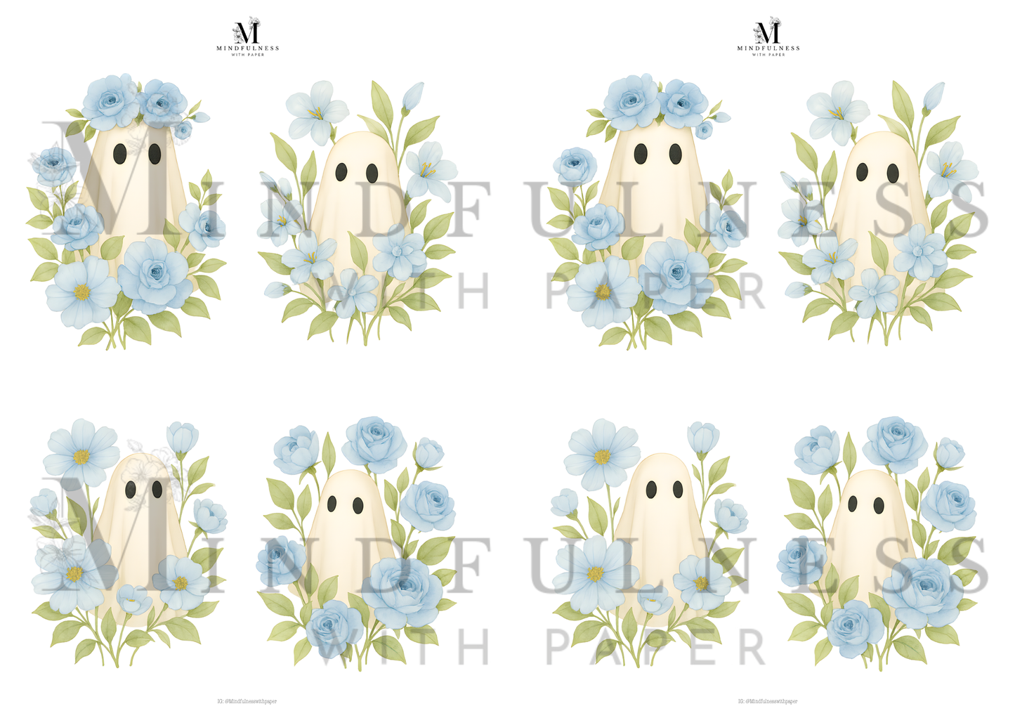 💙 Digitalt produkt – Spøkelser med blå blomster (Blue Blossom Ghosts Collection)