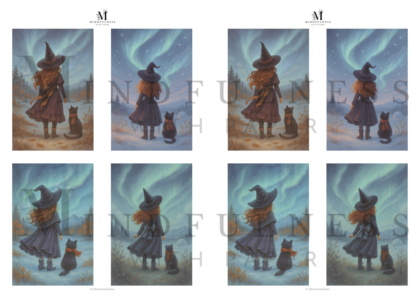 🌌 Digitalt produkt – Nordlys-heksen med katt (Aurora Witch Collection)