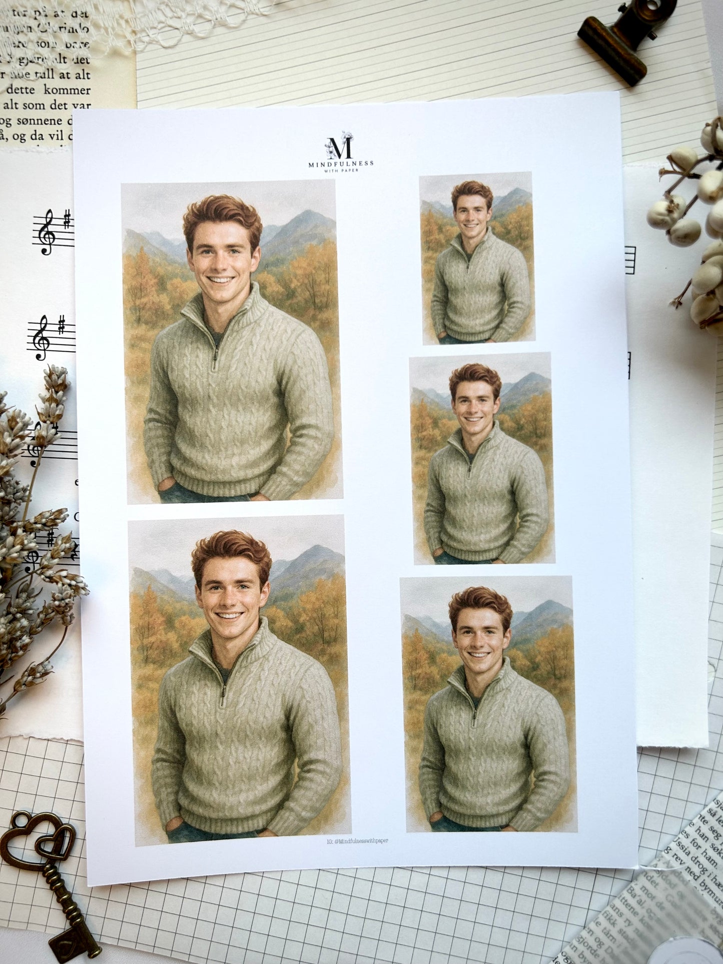 Mann 9 med bakrunn - Clipart – A5 ark