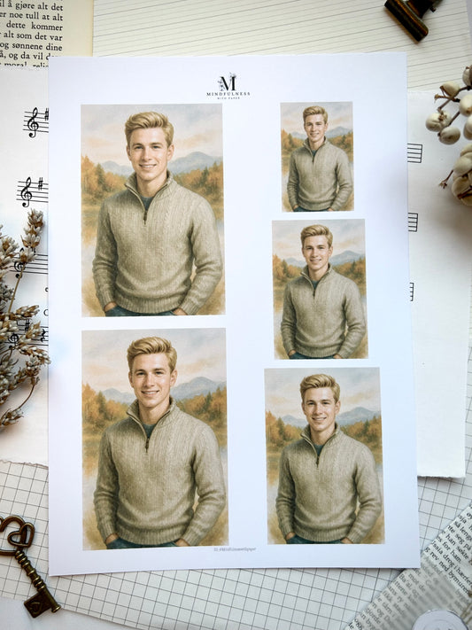 Mann 7 med bakrunn - Clipart – A5 ark