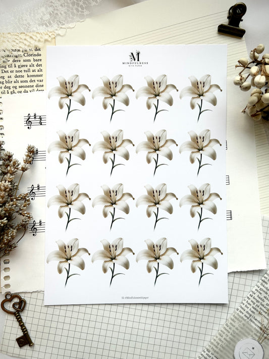 Lilje med stilk Clipart – A5 ark